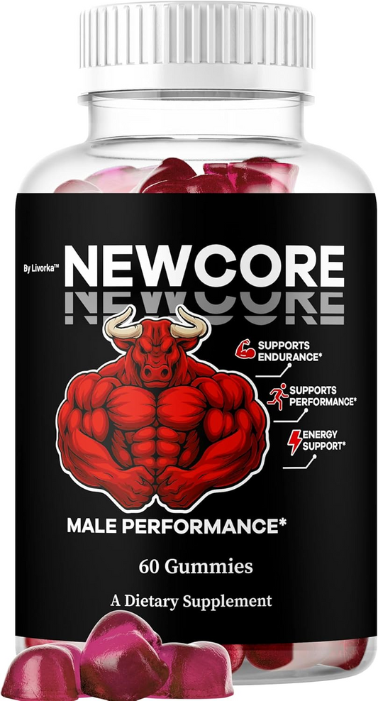 Newcore Gummies - Newcore Gummies for Men - Maximum Strength, Gummy Supplement All Natural, New core Advanced Formula Vitamin Support Overall Health Wellness Gomitas, 60 Gummies for 1 Month